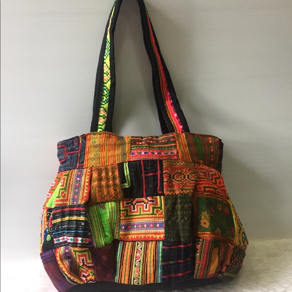 Colorful unique patchwork handmade bag - Picture 2 of 8